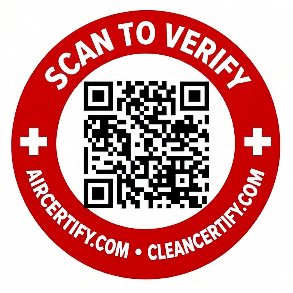 CleanCertify certified report seal with QR code